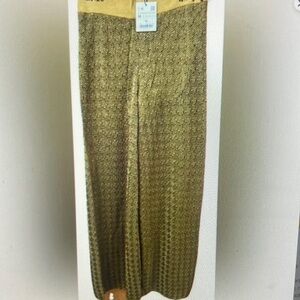 Gold Textured Wide Leg Pants